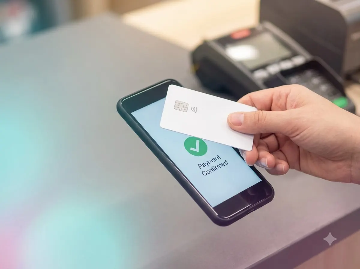 Customer paying by card at checkout