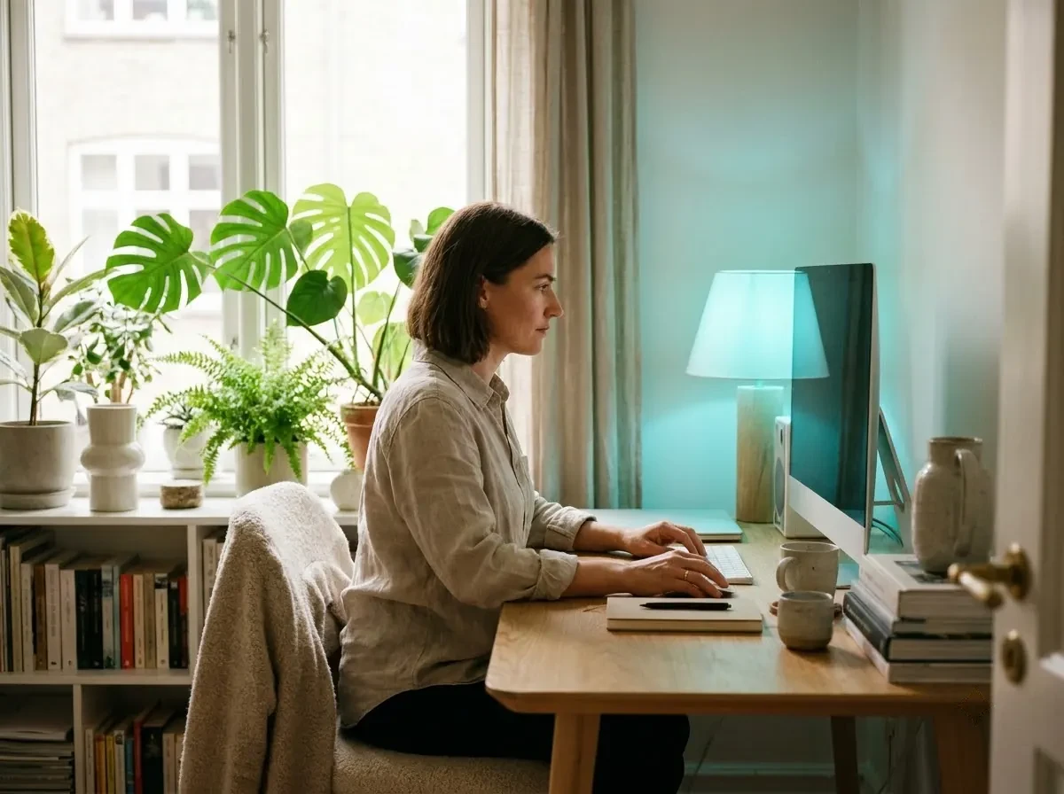 Woman working at a computer
